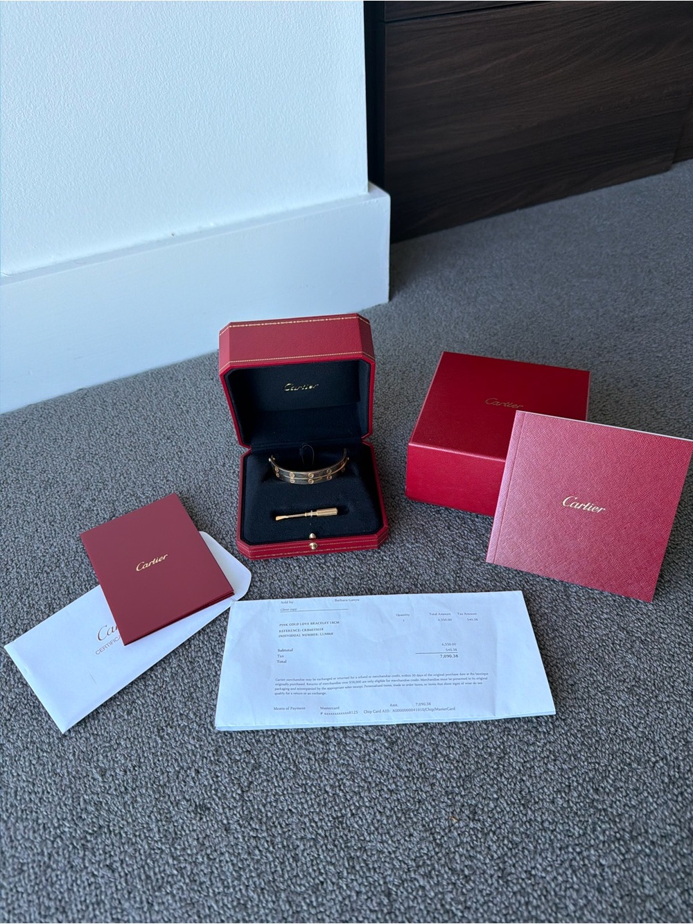 Cartier Rose Gold Love Bracelet with Gold Screwdriver and Red Box size 18 - Picture 3 of 3